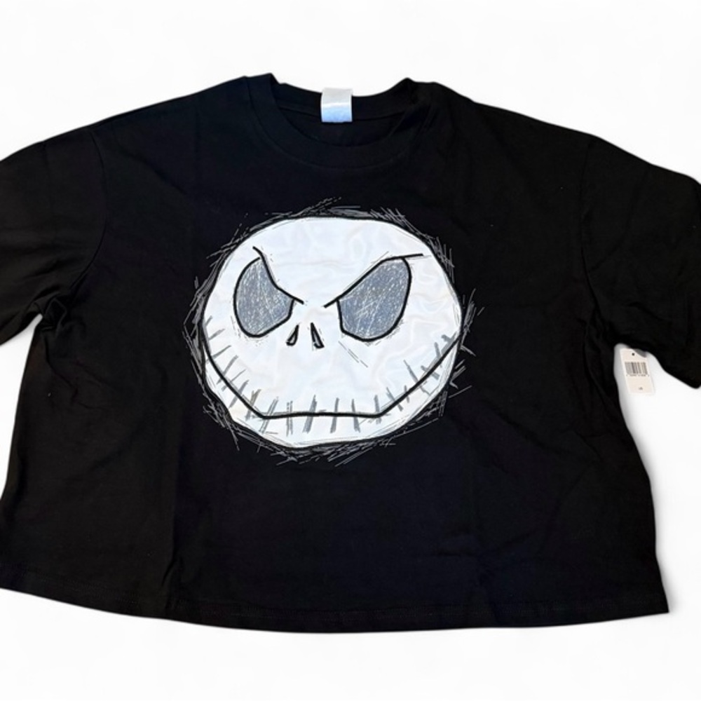 Disney Black Tee with White Jack Skellington Face